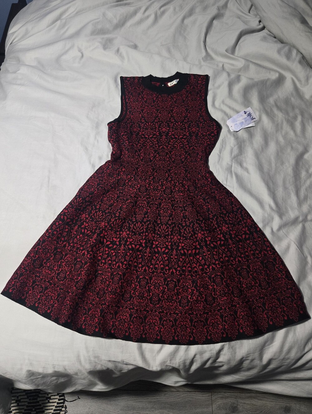 Jolt Red and Black Sleeveless Fit-and-Flare Dress